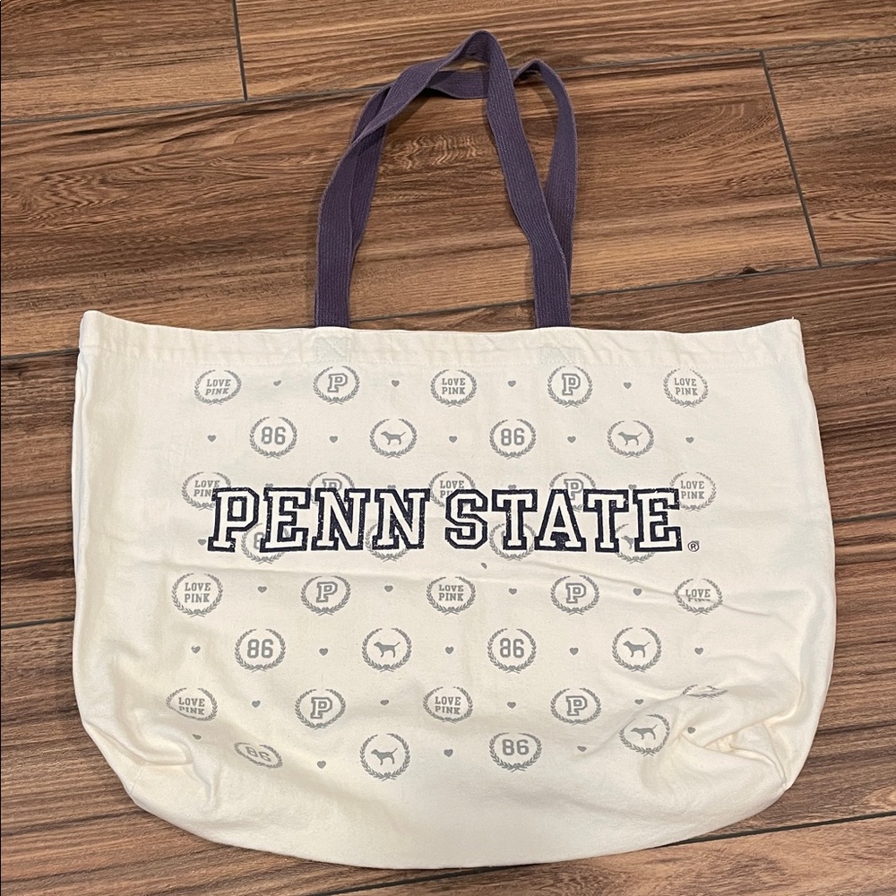 PINK Victoria's Secret White and Blue Penn State Tote